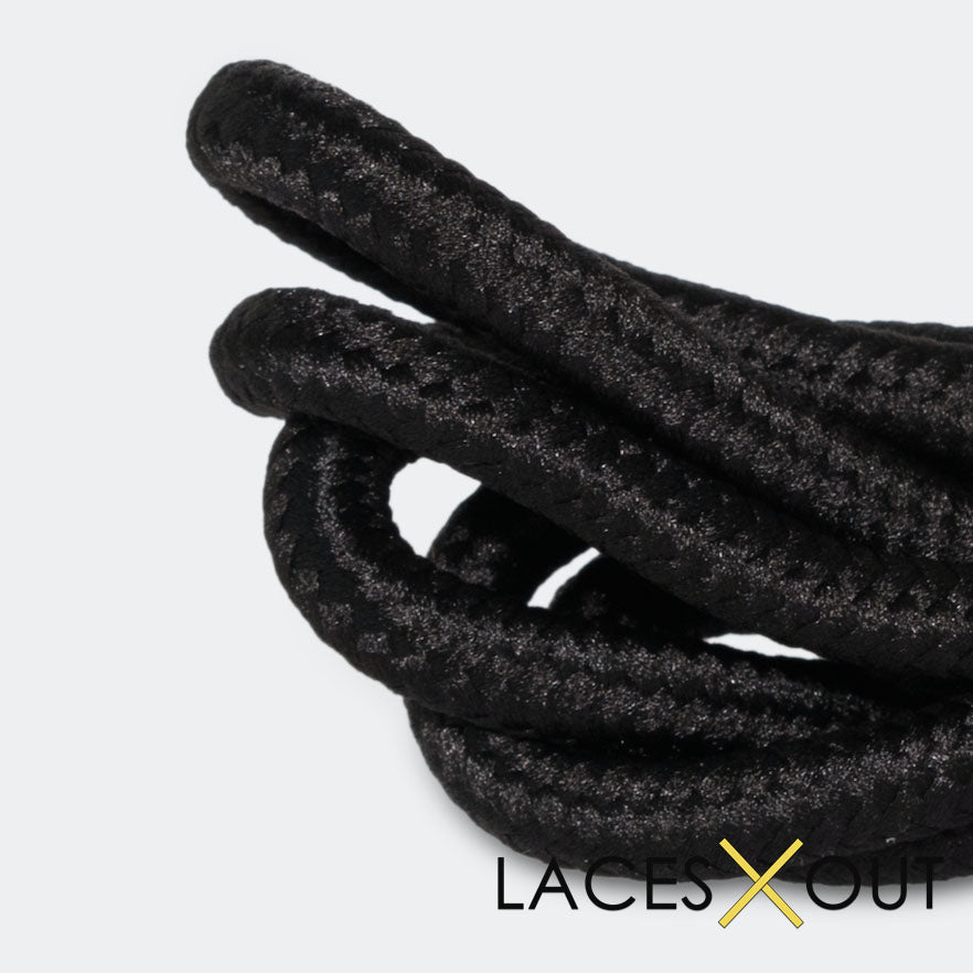 Black Rope Shoelaces Closeup