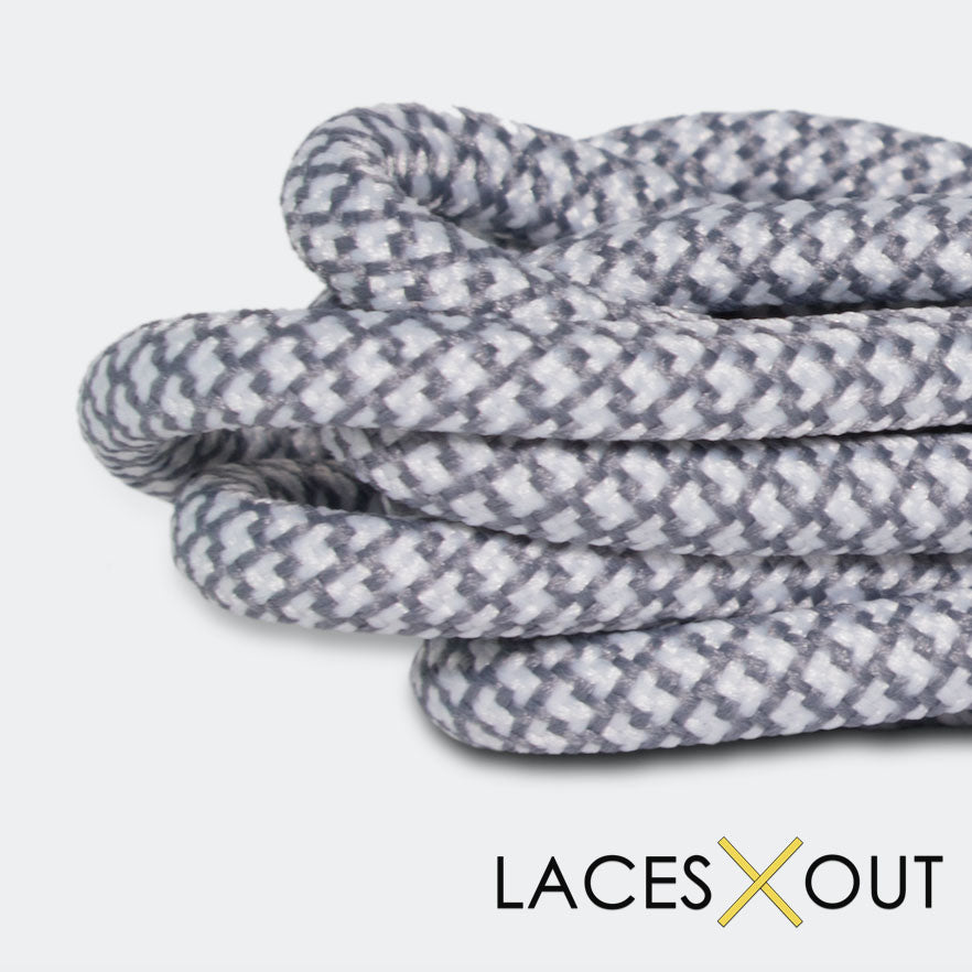 White Grey Rope Shoelaces Close