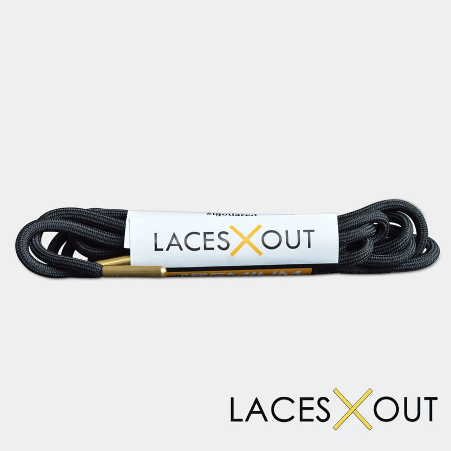 Black Shoelaces with Gold Tips