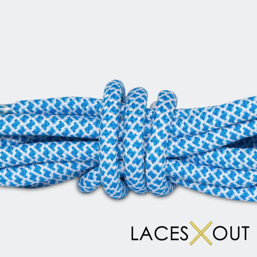 Blue x White Rope Shoelaces Close