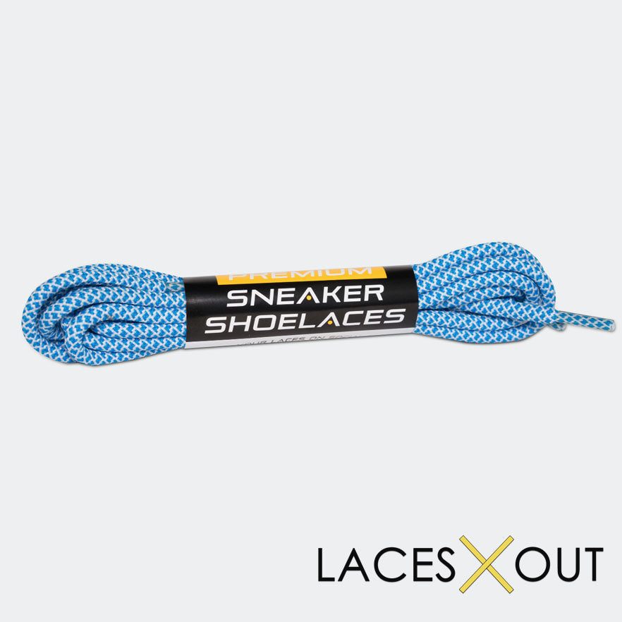 Blue x White Rope Shoelaces Product View