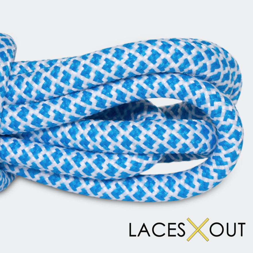 Blue x White Rope Shoelaces Side