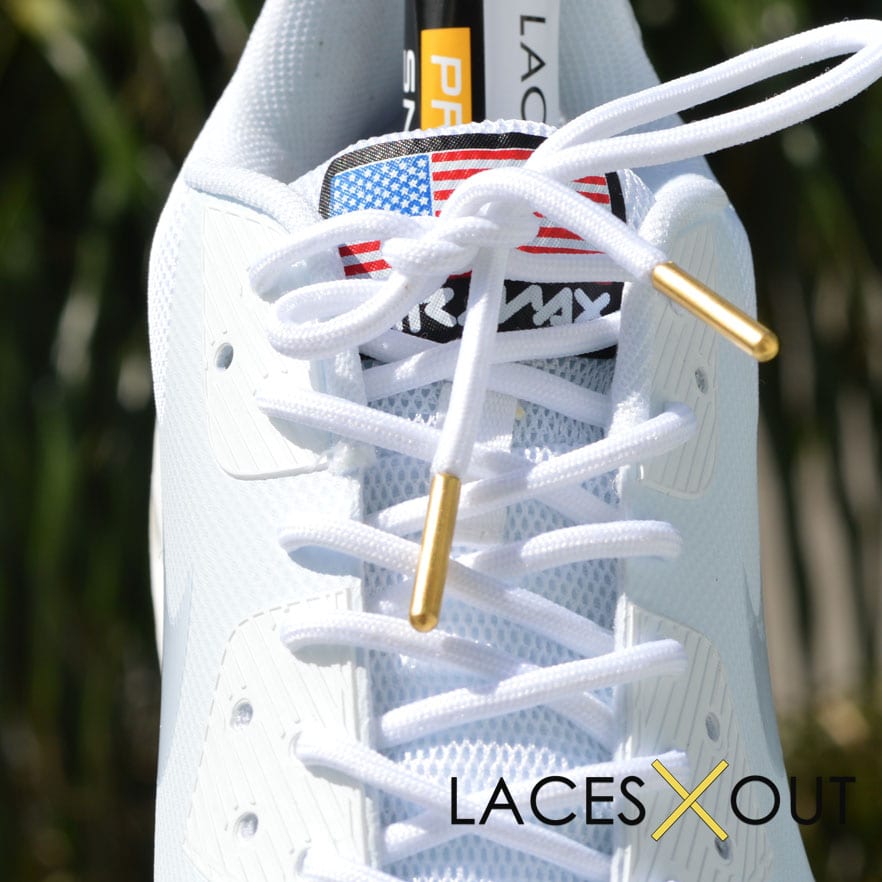 Gold Tipped White Sneaker Shoelaces