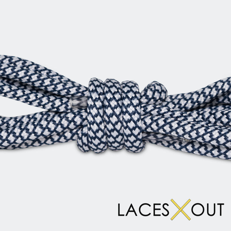 Navy Blue Rope Shoelaces Close Up