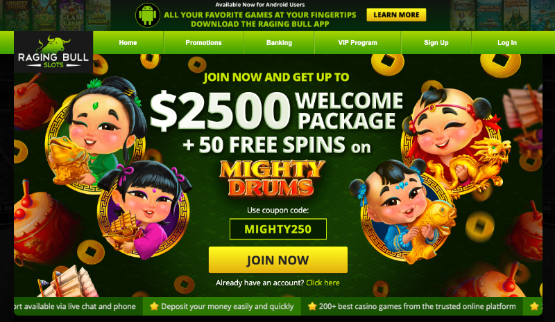 RagingBull instant withdrawal casino